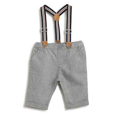 Boys Medium Grey Solid Trouser